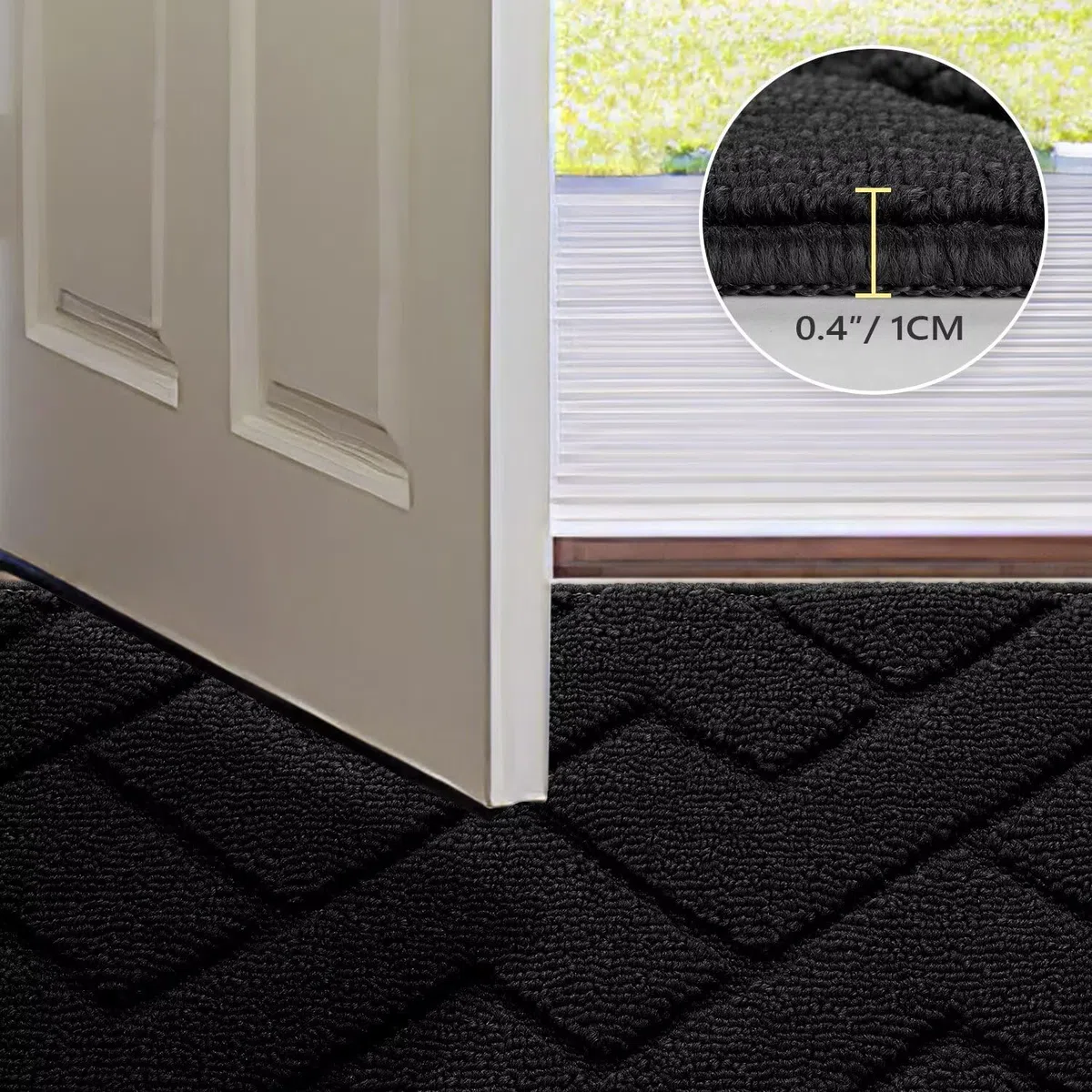 Biscpro Felpudo Entrada Casa, 90 x 150 cm Felpudo Tapete Absorbente Entrada Impermeabley Lavable para Atrapar,Alfombrilla Antideslizante,Exterior,Pasillo, Cocina,Felpudo Lluvia- Verde