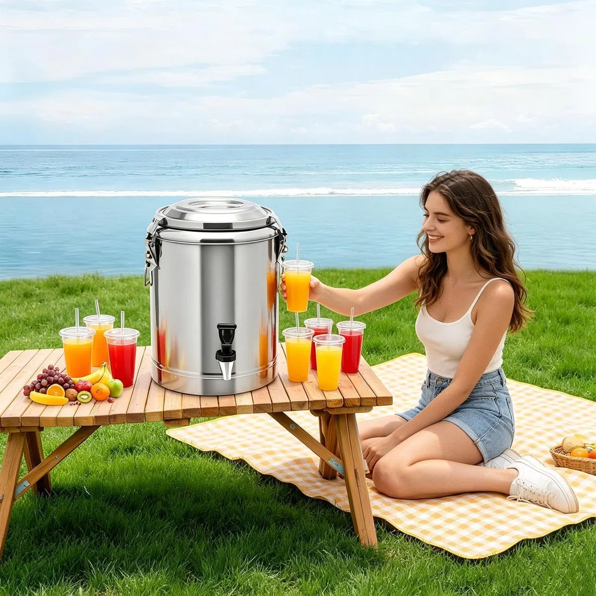 Dispensador de Bebidas Cubo Aislado Hermético Alimenticio | Cubo Dispensador De Agua Para Bebidas Heladas para Café, Té, , Frío y Caliente, Hogar, Cafetería, Restaurante