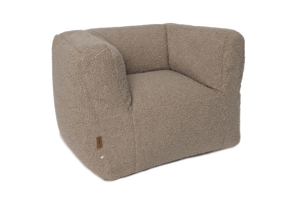 Jollein Sillón Infantil - Puf para niños - Tela Suave Tipo Peluche - Warm Sand - Sillón Acogedor para niños pequeños - 40x46x37 cm