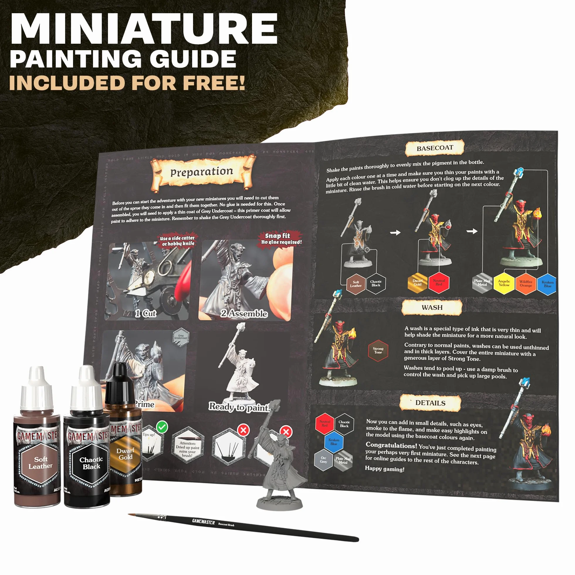 The Army Painter, GameMaster Adventure Starter Paint Set, 15 x 18 ml Pinturas Acrilicas incl. 1 Imprimación, 5 Miniatures y 1 Pincel - Pintura Miniatura para D&D & Warhammer Figuras