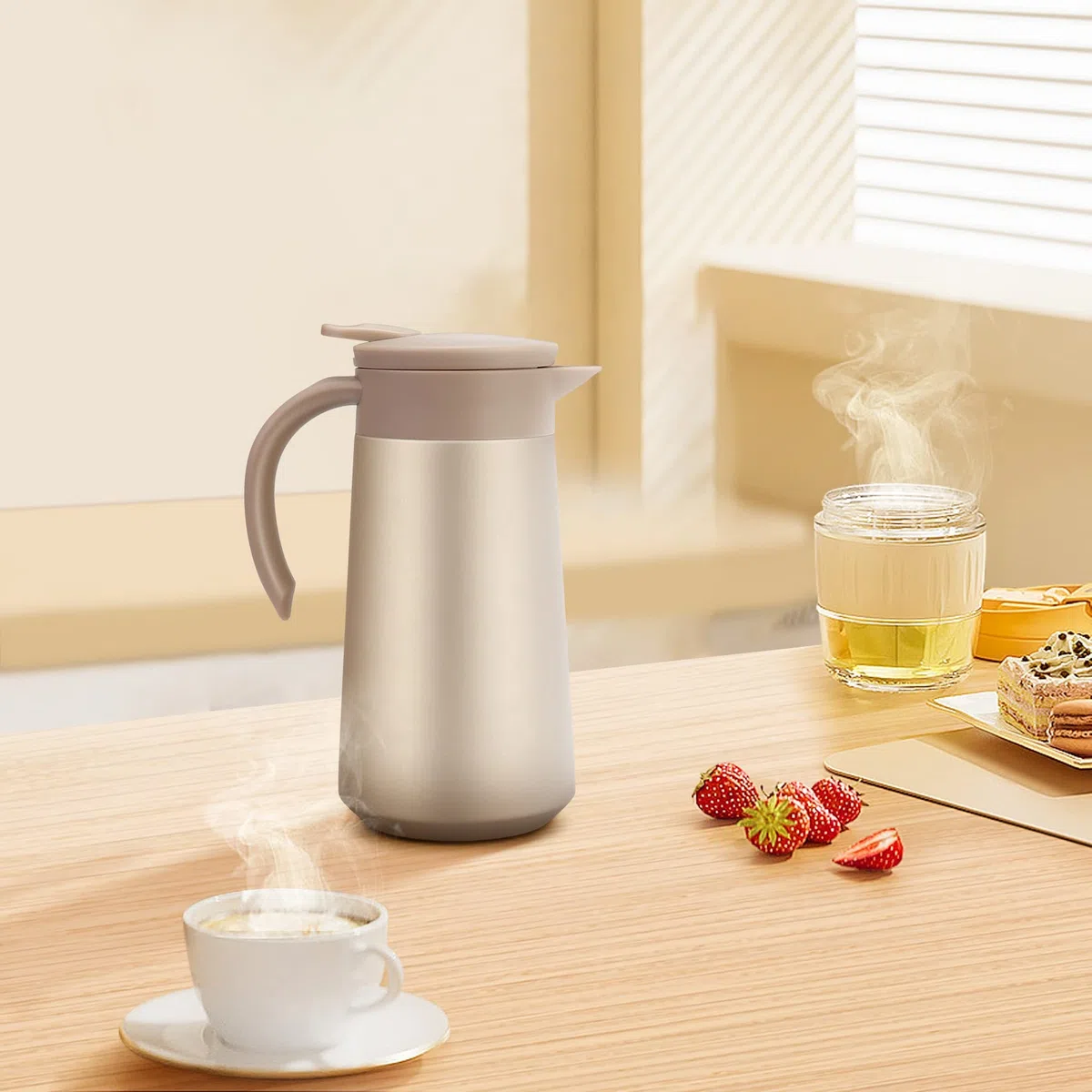 Jarra de café de 28 onzas, termo de café aislado de acero inoxidable, termo térmico al vacío para café, agua caliente, té, bebidas calientes..