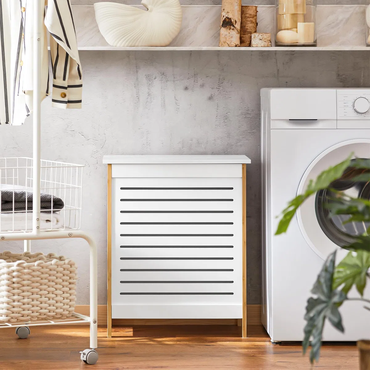 SoBuy Cesto para la Colada,Canasto para la Ropa Sucia,Amario para Baño,FSS66-WN,ES