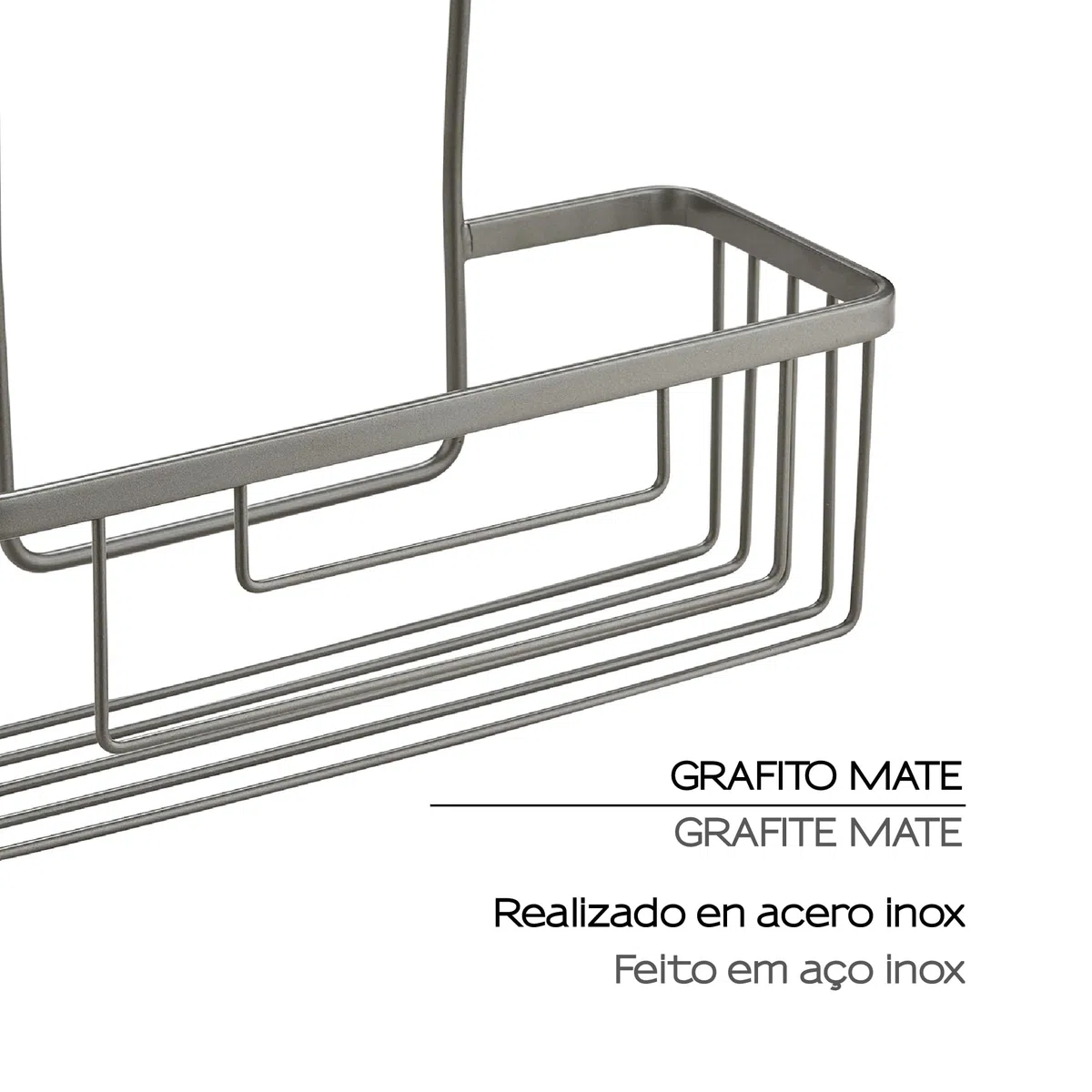 Gedy OTTAVIANO Cesta Ducha Colgante Gun Metal para Grifo y Grifería Termostática, Portaobjetos Ducha Acero Inoxidable, Organizador Baño, 30x12x37 cm