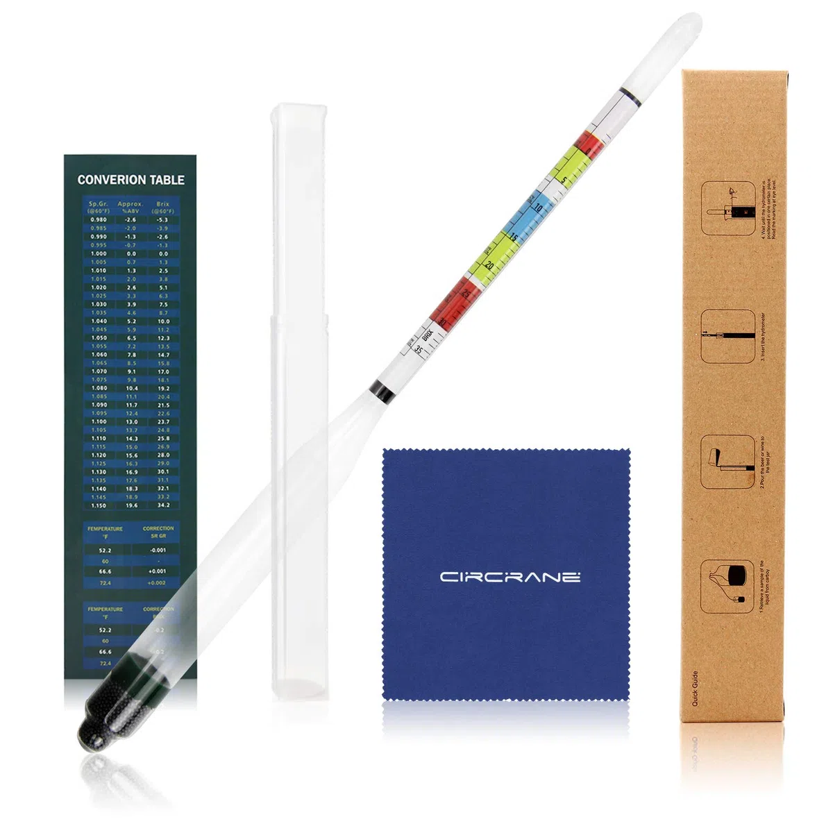 Circrane Kit de hidrómetro de triple escala, hidrómetro de alcohol para cerveza, vino, hidromiel y kombucha, ABV, Brix y kit de prueba de gravedad, suministros de elaboración casera