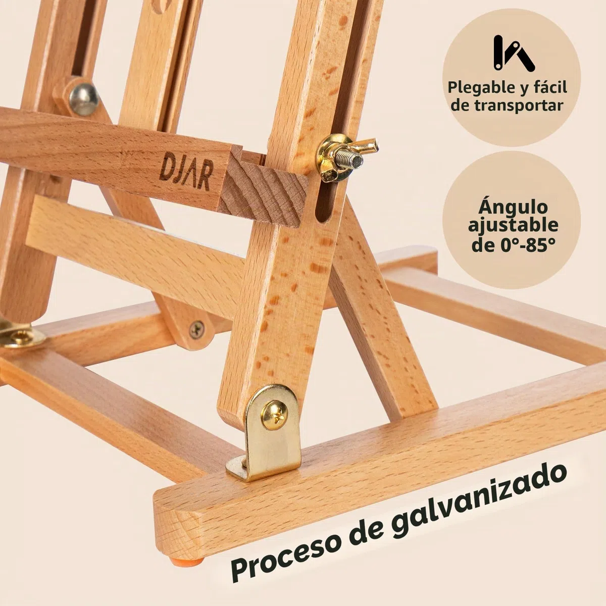 25" Mini H-Frame Caballete de Arte, Ajustable de madera de haya caballete de sobremesa de madera para la pintura, la pintura portátil de visualización de dibujo de pie para adultos, natural