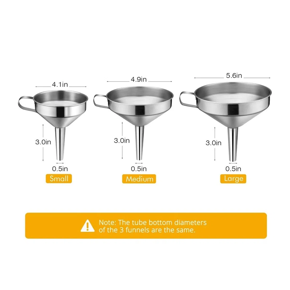 Embudos Embudos de Acero Inoxidable de Boca Ancha de 10 cm, 12 cm y 14 cm, Embudo for Vino, Aceite y Miel, colador Desmontable, Herramientas de Filtro for líquidos de Vino y Cocina.(12cm)