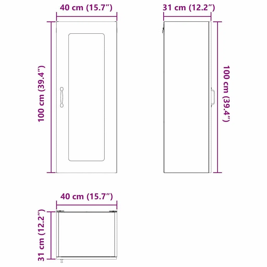 Armario de cocina de madera blanco 40 x 31 x 100 cm con puerta y 3 estantes, armario de pared para cocina y comedor, armario auxiliar versátil y organizador para vajilla y suministros