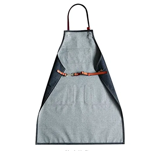 Delantales de Chef para Hombres Delantal de Trabajo de Mezclilla Profesional Delantales de Peluquero para Mujeres con Bolsillos para cocinar Barbacoa
