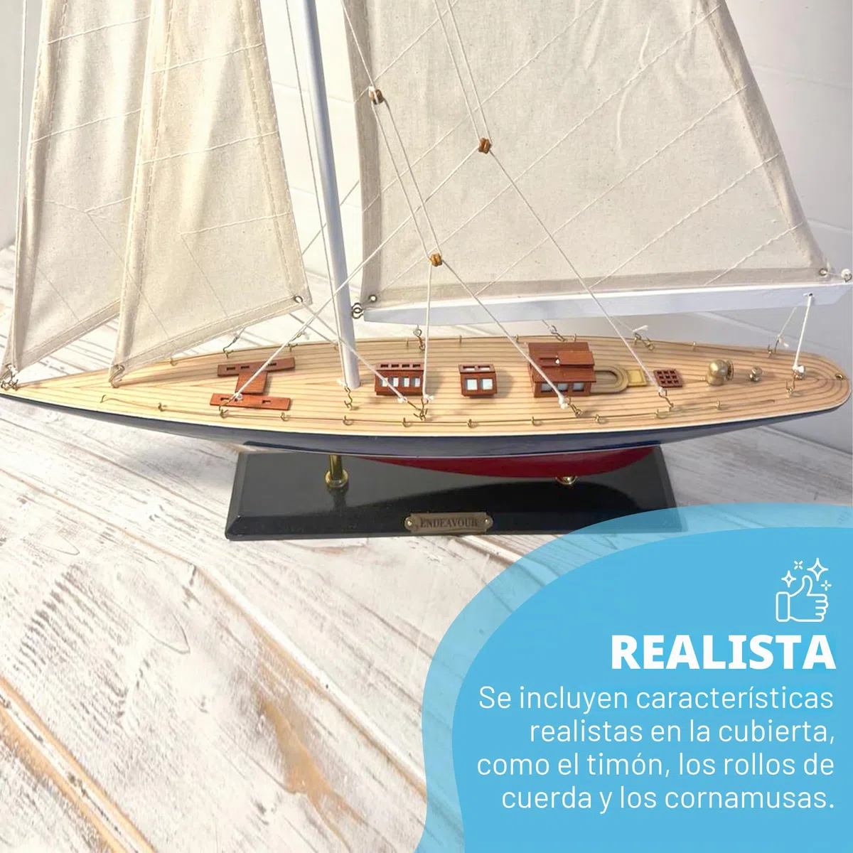 Thorness Modelo detallado de madera de 50 cm de largo Endeavour J Class Yacht,Yate de carreras de la Copa América,Adorno náutico,Modelo de velero,Modelo de velero Endeavour,Kit de modelo de barco