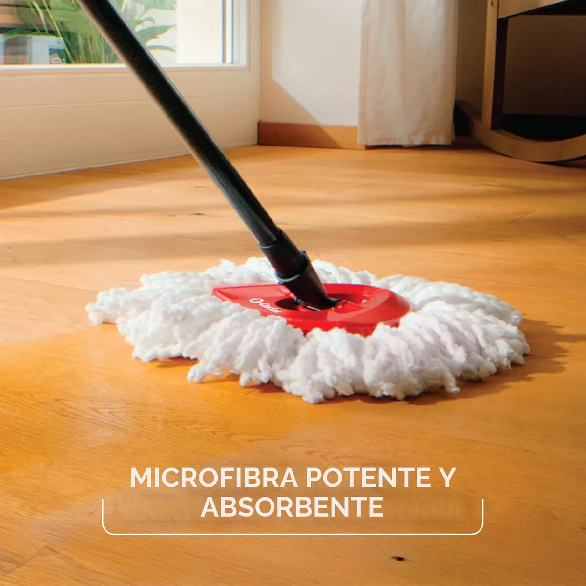 O-Cedar, Rojo, Gris, fregona giratoria con 4 recambios adicionales