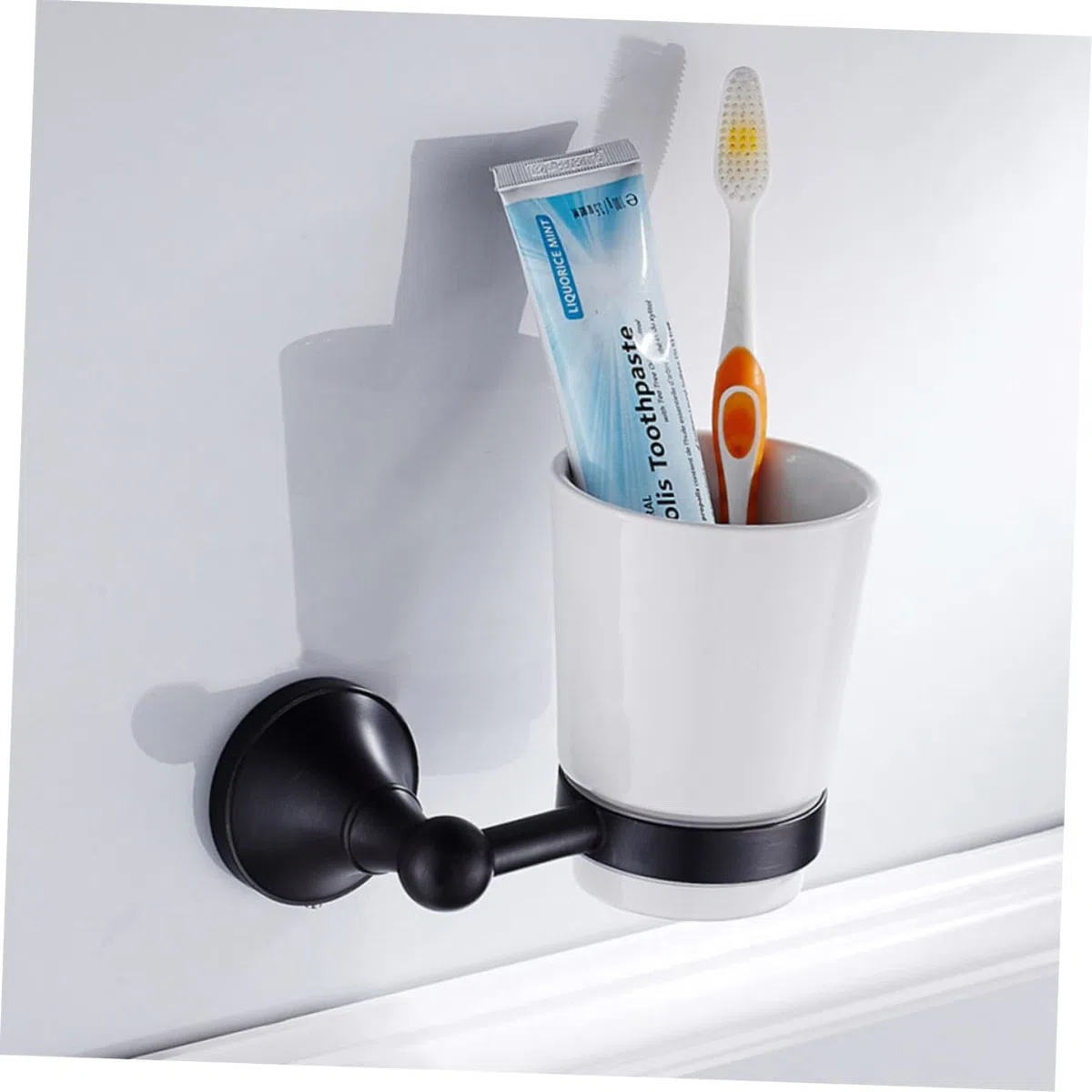 Soporte Cepillo Dientes Pared Cobre Elegante con Vaso Cerámico Colgador Baño Vintage Robusto y Duradero