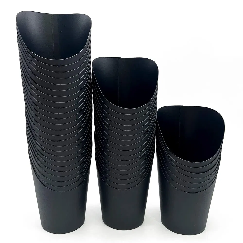 KINGZHUO 50 soportes para papas fritas de 14 onzas, vasos de charcutería de papel para llevar para fiestas, tazas de papas fritas, conos desechables para alimentos, cajas de palomitas de maíz
