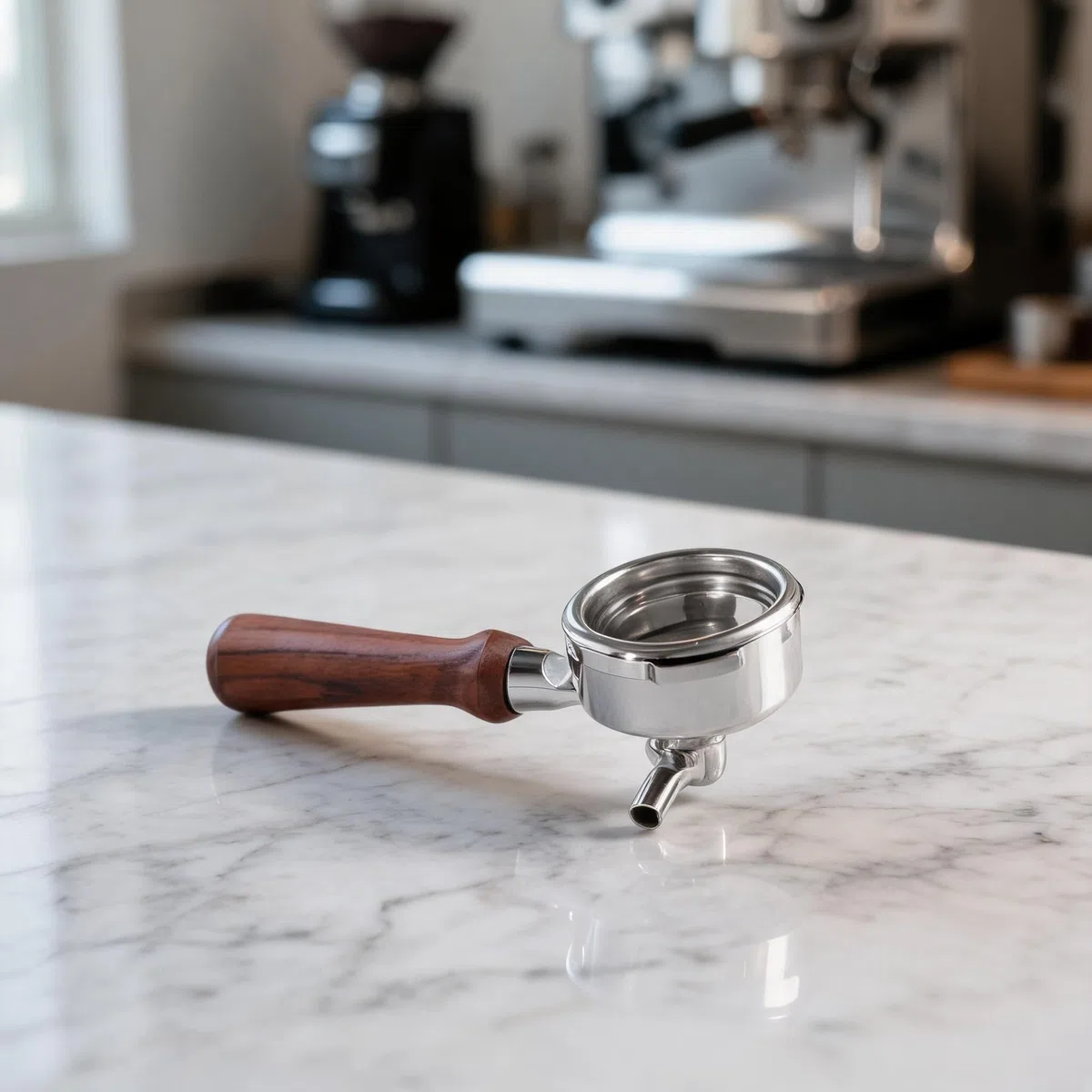 Filtro portafiltro Espresso 58 mm con cesta de filtro para Breville Serie 9, portafiltro de acero inoxidable 304 con mango de madera, extraíble para fácil limpieza, para cafeteras profesionales