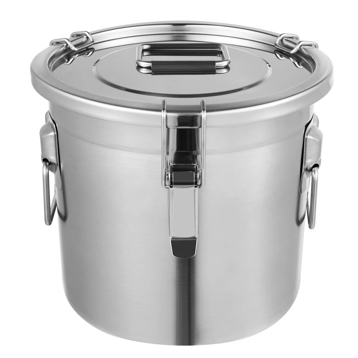 Cubo de 12 L con tapa, bidón hermético de acero inoxidable, contenedor de almacenamiento para alimentos, para la cocina y el hogar, moderno, con tapa y abrazadera de bloqueo, cubo de harina