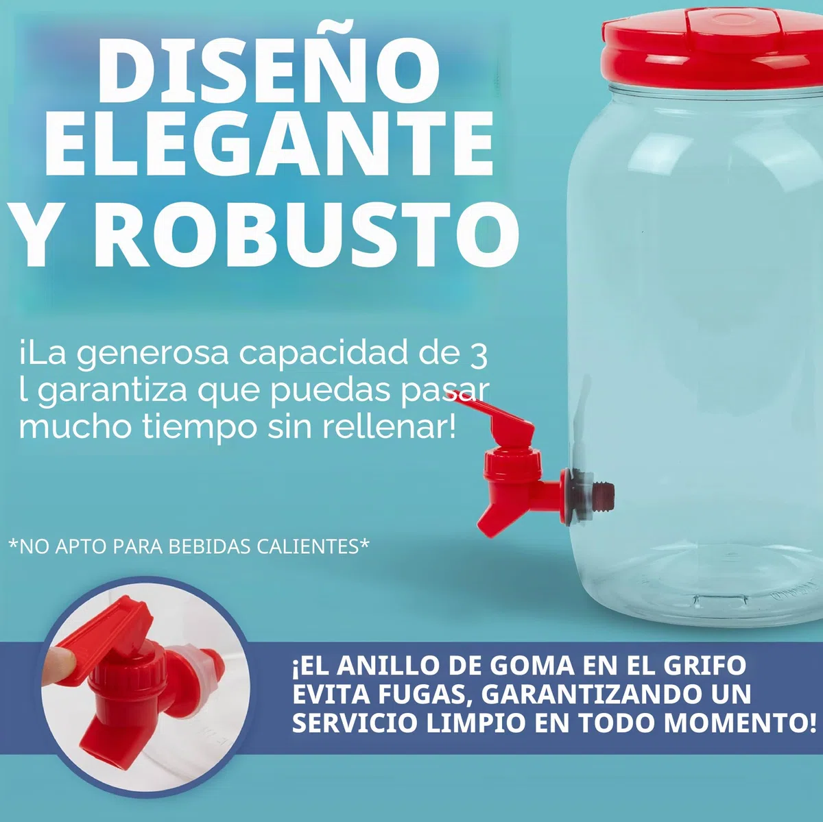 HEFTMAN Plástico Dispensador de Bebidas con Grifo - 3 Litros Paquete de 2 Dispensador de Agua Nevera Fría, Asa, Tapa de Rosca, Botella con Grifo Dispensador es Cócteles, Bebidas (Rojo)