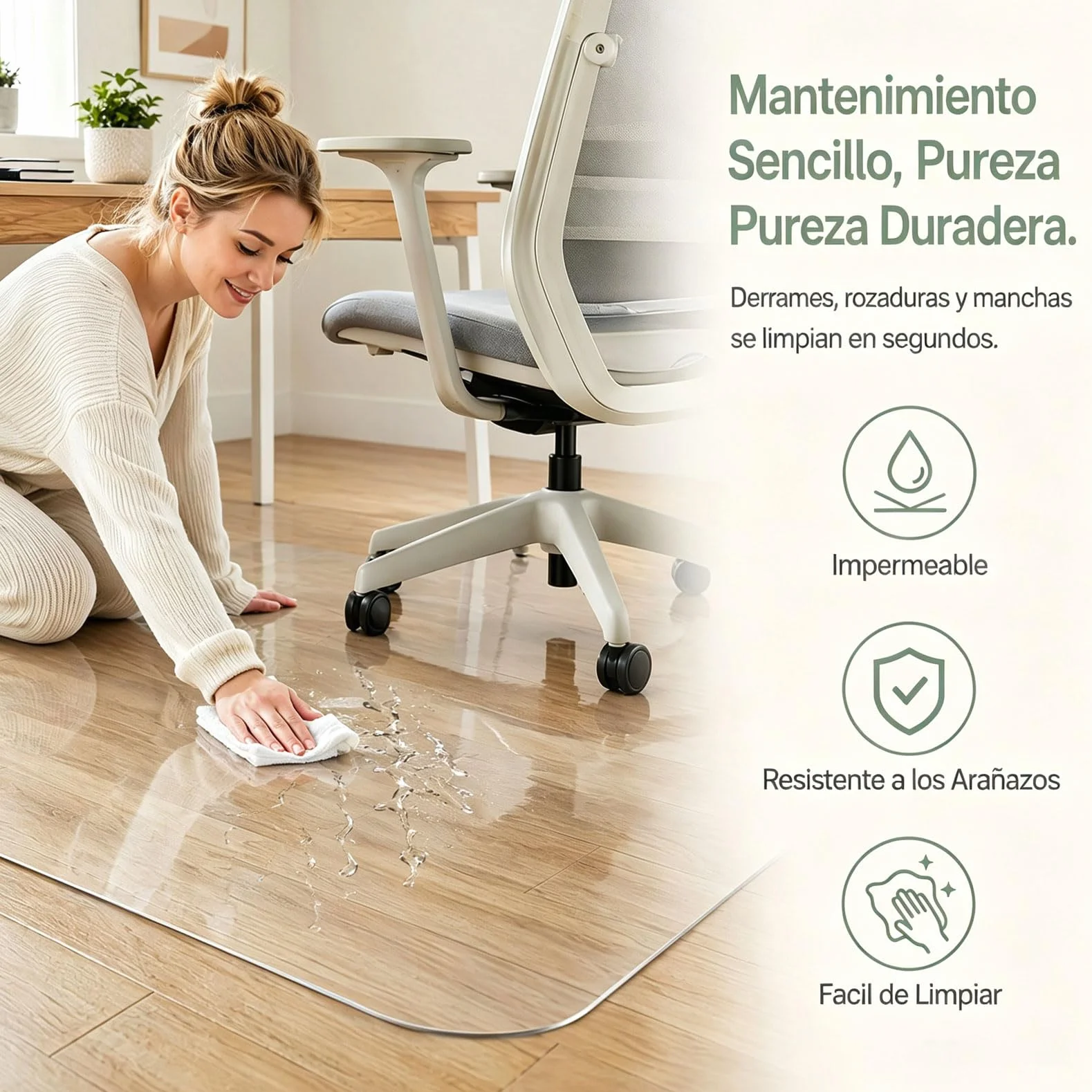 Tapete Silla Escritorio Transparente Fácil Lavado 35x190cm 1,5 mm Alfombra Protector Parquet Resistente Desgaste Diario