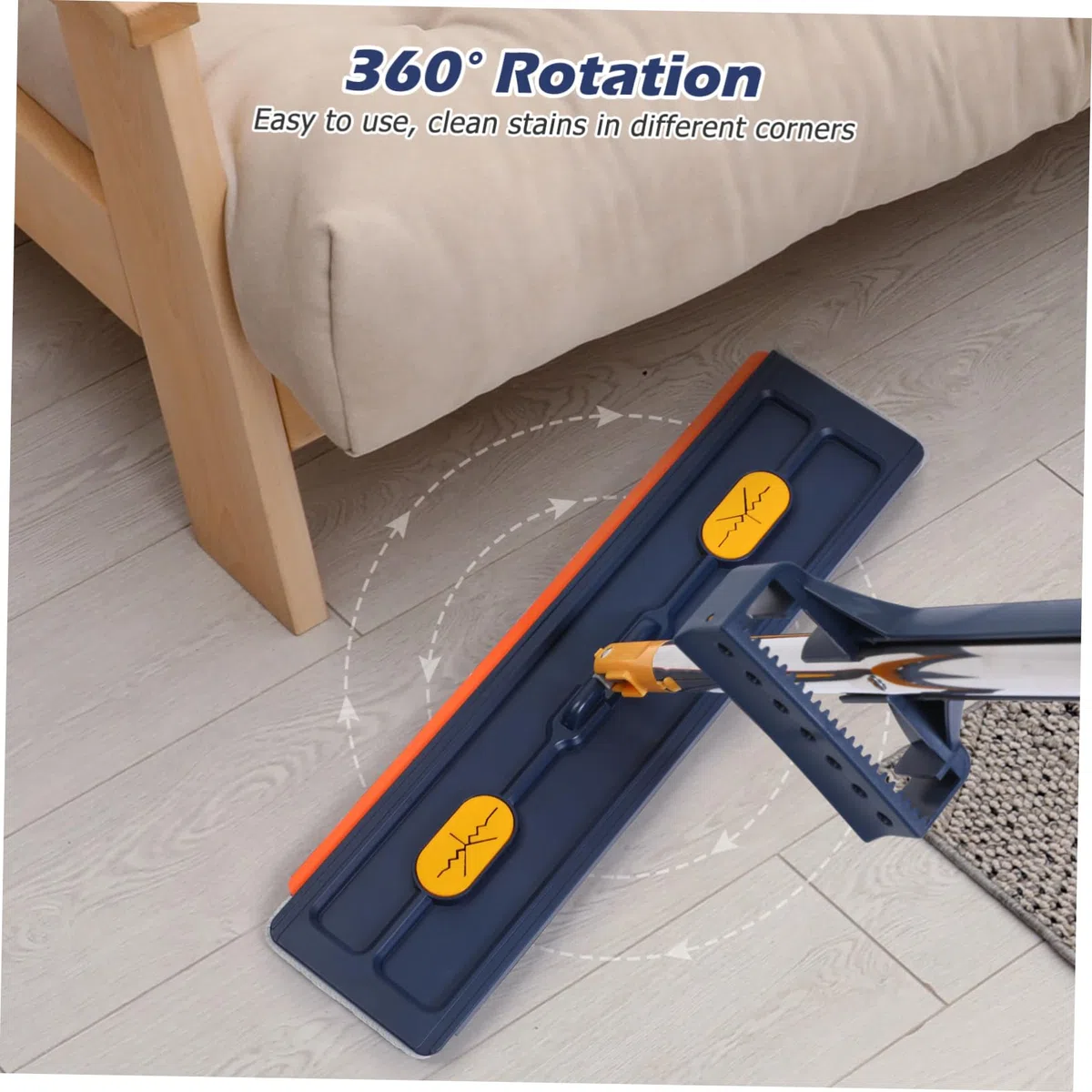 Trapeador de Piso Plano de Microfibra con Deshidratación Rápida y Limpieza Profunda, Material PVC y Aleación, Adecuado para Limpieza de Suelos y Paredes