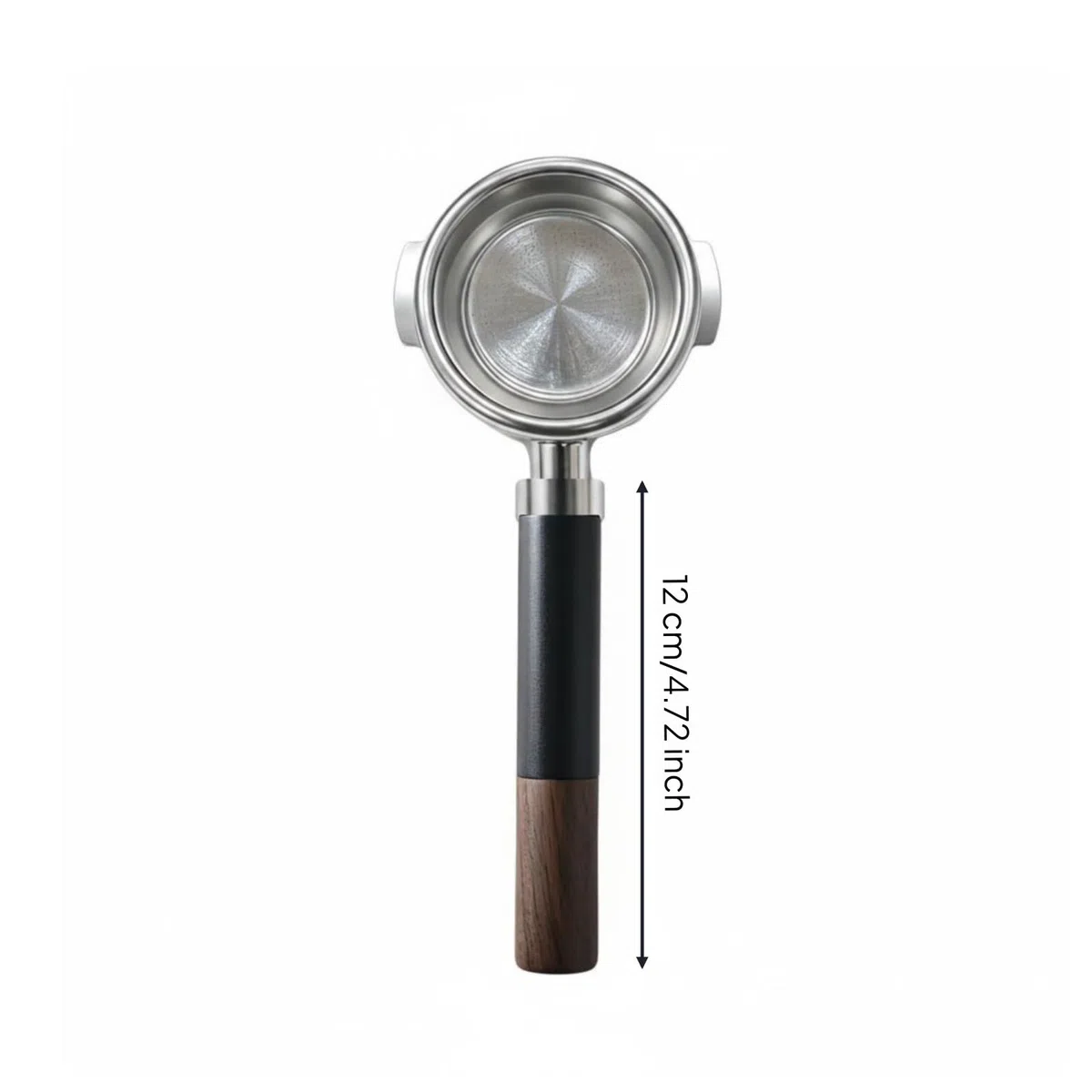 Qianly Portafiltro sin Fondo y con Fondo 2 en 1 Accesorio Coffee Specialist Flujo Uniforme para Cafetera Espresso, Marrón, Nogal De Aluminio Empalmado