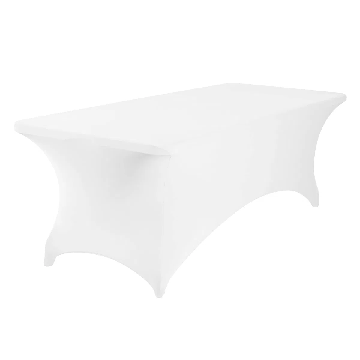 Paquete de 4 manteles impermeables de elastano de 8 pies, manteles impermeables de elastano de 8 pies para fiestas, bodas, banquetes y eventos (blanco)