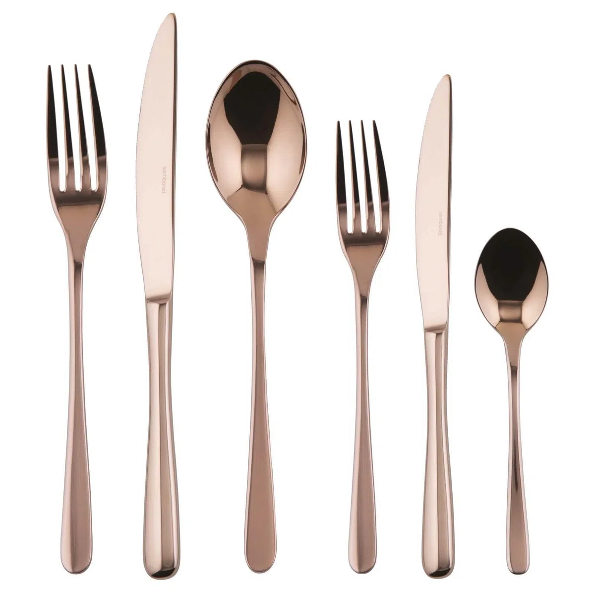 Sambonet - Juego de cubiertos de mesa para 6 personas, 36 piezas, acero inoxidable, acabado PVD, apto para lavavajillas, Copper