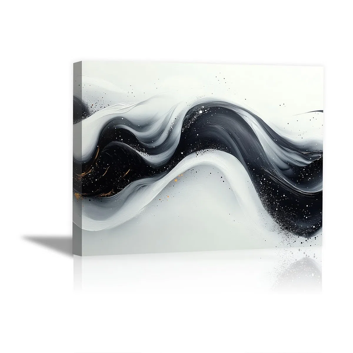 TODOAA Cuadro Abstracto Modernos Lienzo Fluido de oro negro blanco y negro cuadros -Salon baño Comedor dormitorio Decoración de pared（negro-40x60cm Enmarcado