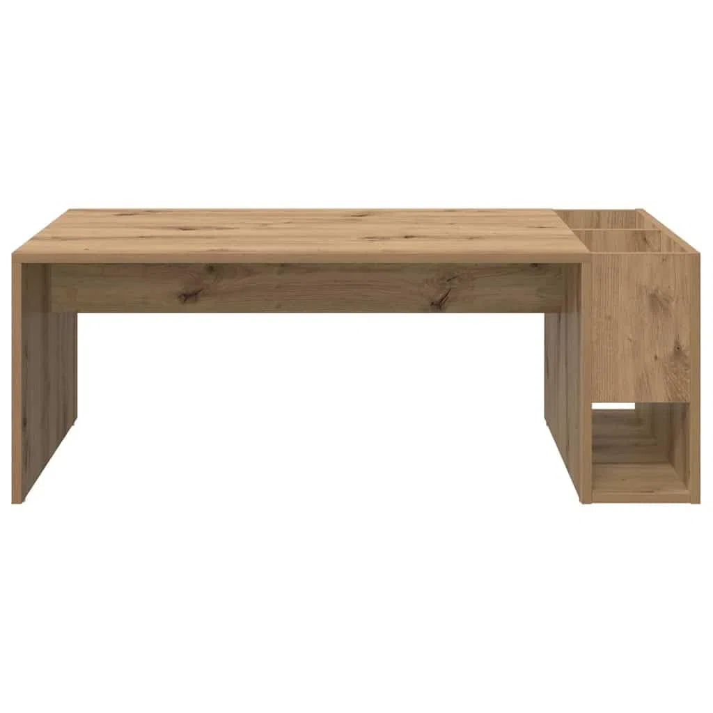 Mesa de centro de madera de roble Artisan, 101,5 x 50 x 37 cm, con estante para salón, mesa de centro rectangular con mucho espacio para libros y decoración, superficie fácil de limpiar