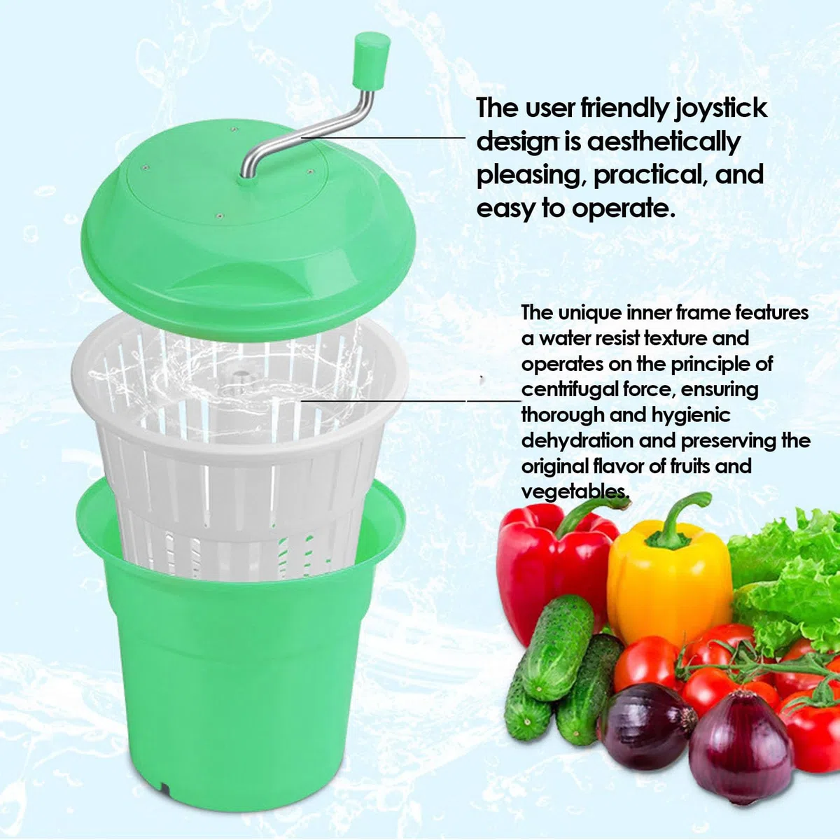 Ensalada Manual de 12 Litros para Cocineros Caseros que Preparan Ensaladas Frescas, Elimina el Exceso de Agua, Mantiene las Verduras Crujientes, Extiende la Frescura y Evi