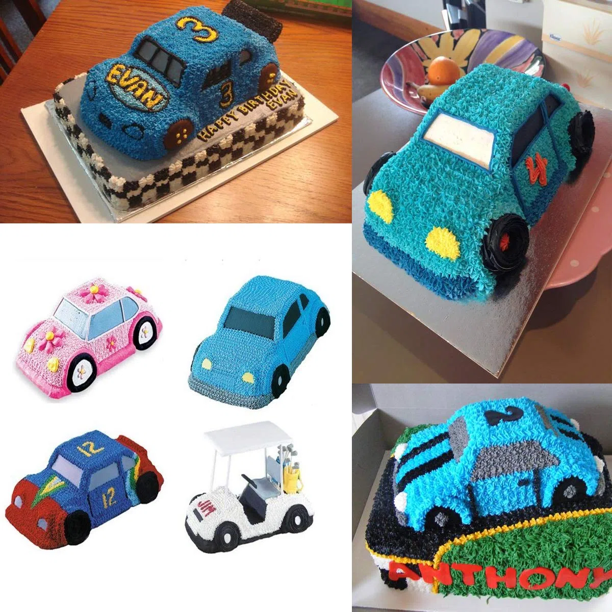 Moldes 3D para hornear tartas con dibujos animados para baby shower, primer cumpleaños, fiesta, boda, aniversario, celebración. cartoon car plata