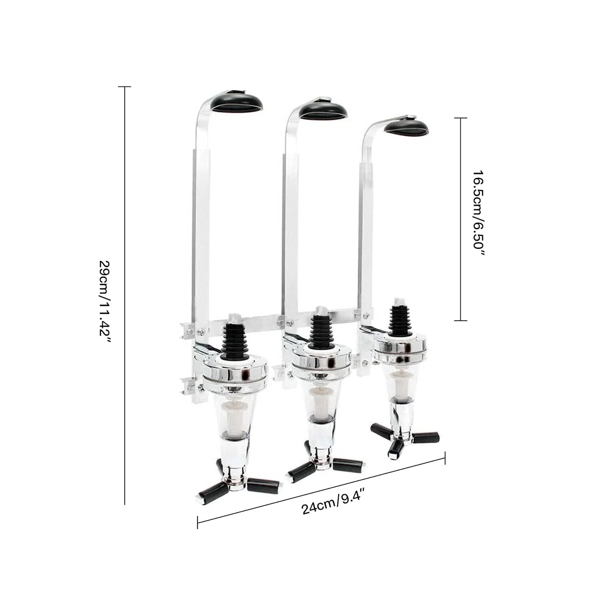 3 botellas ópticas para bar del hogar, soporte montado en la pared, dispensador de vino, juego de vasos Optic Spirit para bar de acero para el hogar y pub (3 botellas)
