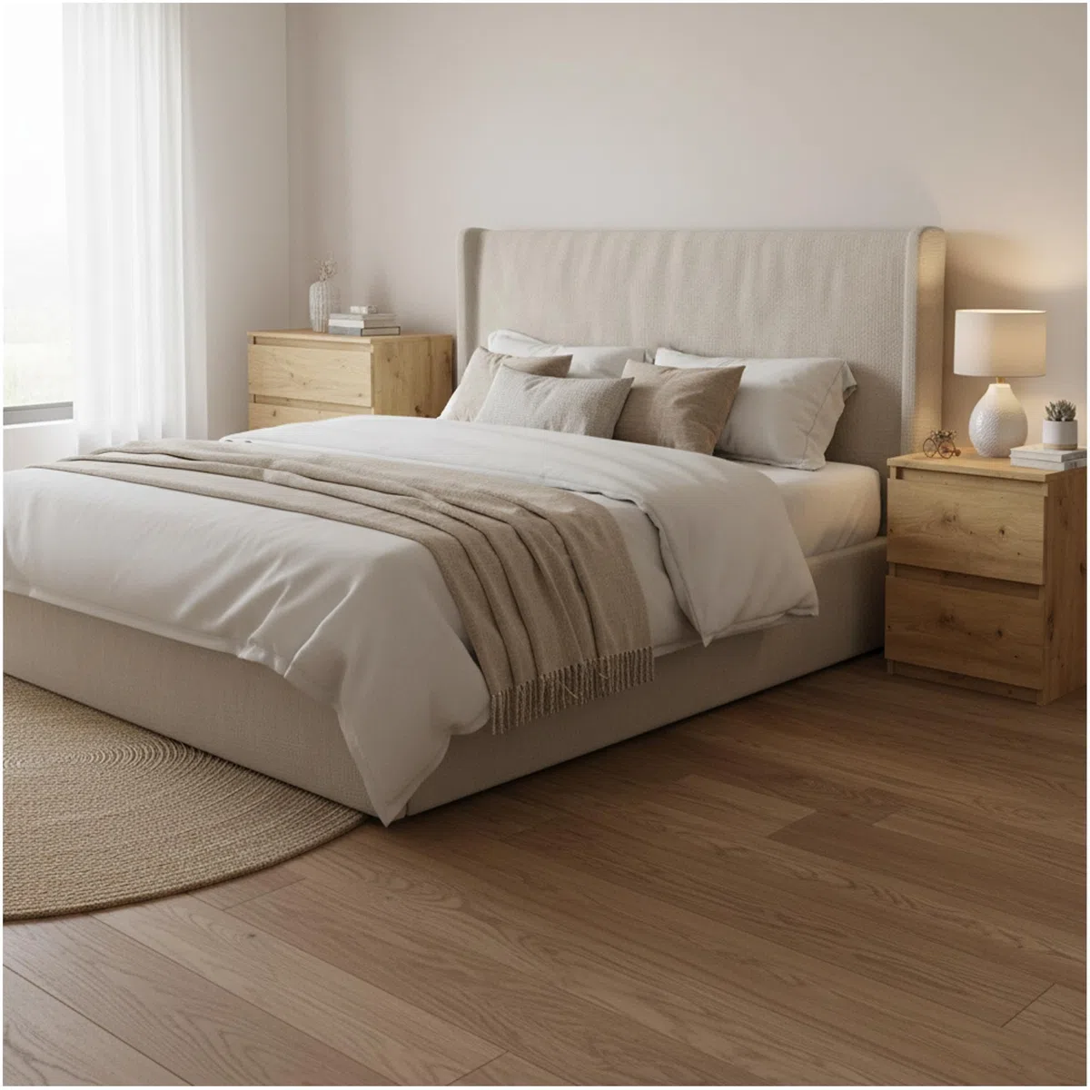 CDF Mesita Mesa Mesilla de Noche con 2 cajones Auxiliar Junto Cama Mueble de Dormitorio Salón Oficina Estilo Moderno Gabinete Organización Espacio Tamaño Compacto - M2 30cm Roble Artisan