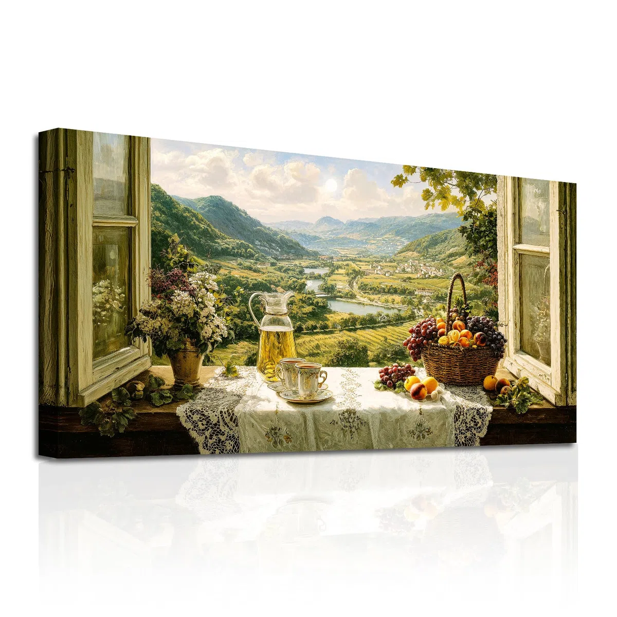 SERIMINO Cuadros Decoracion Paisajes Modernos Vintage Grandes 50x100 cm | Motivo Vino Tinto, Impresión Hd, Bastidor Madera Maciza, Montaje Sencillo, Regalo Decorativo