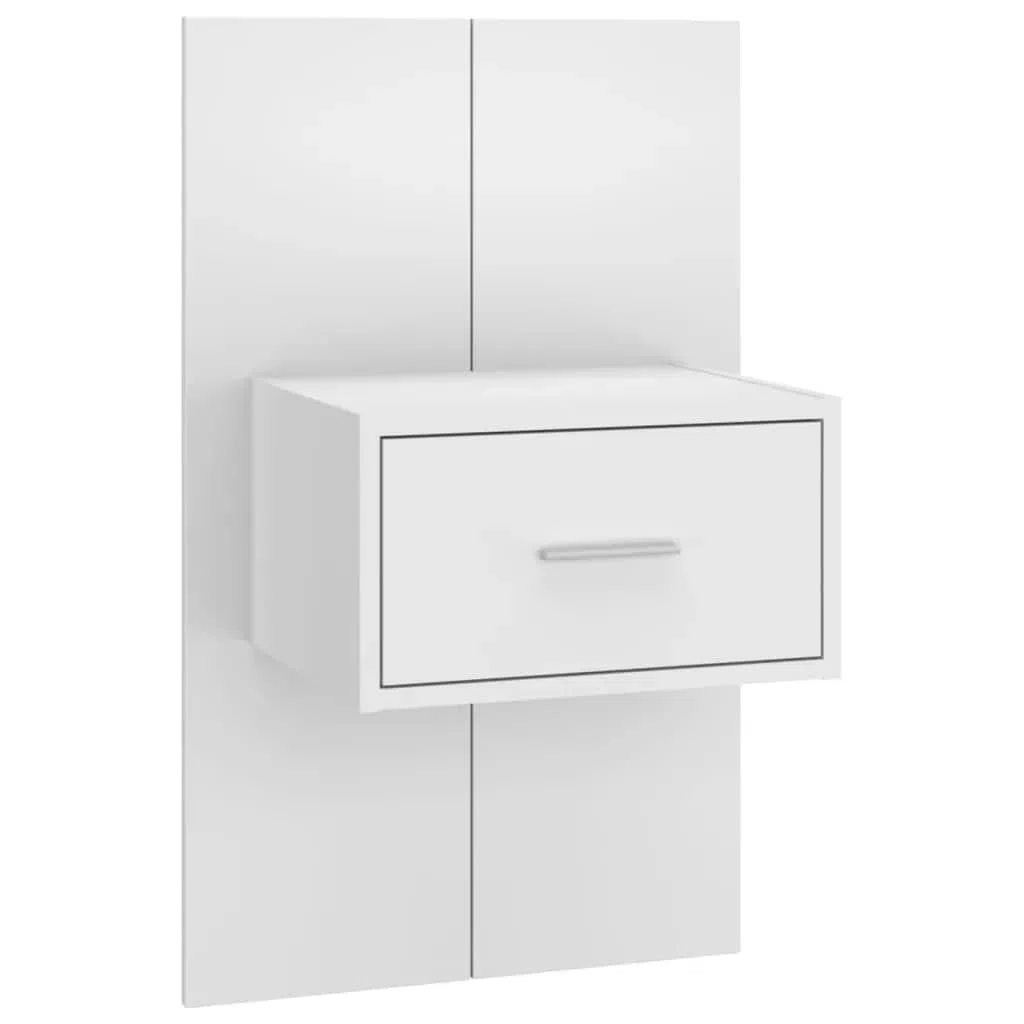 vidaXL Cabecero de Cama Cabezal Dormitorio Estructura Habitación Mobiliario Muebles Decoración Adorno con Mesitas Madera Contrachapada Blanco