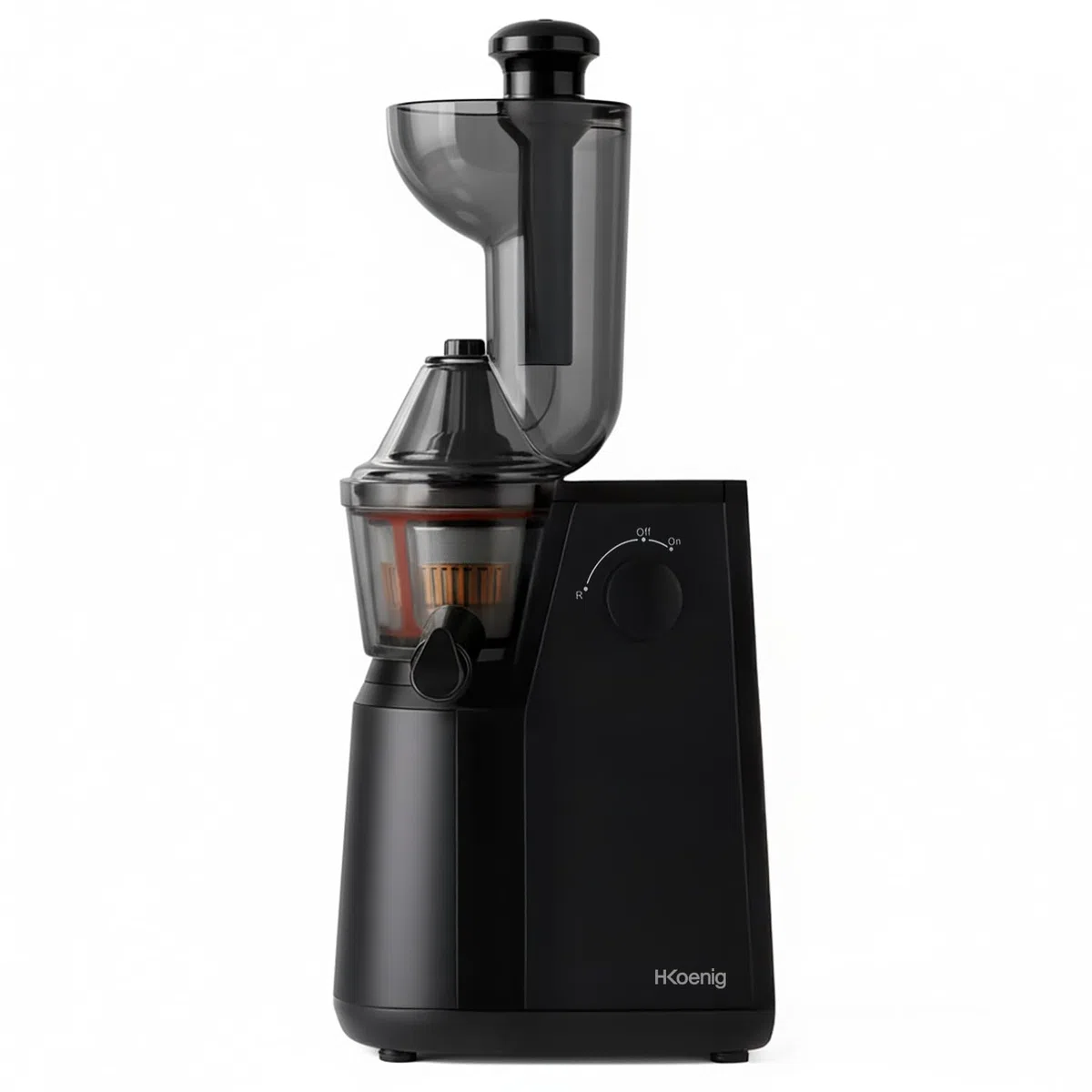 H.Koenig - Extractor de jugo de frutas y verduras vertical GSX26 – Libre de BPA, apertura ancha 135 mm, presión suave 50 rpm, acero inoxidable, silencioso, 250 W, antigoteo, lavable a máquina