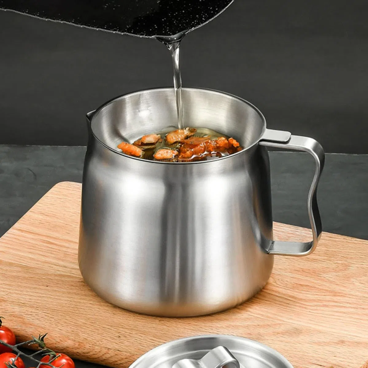 DOITOOL Colador de Filtro Aceite Inoxidable de Acero Cocina de 304 y Capacidad de 2l, Diseño Almacenamiento para Uso Doméstico