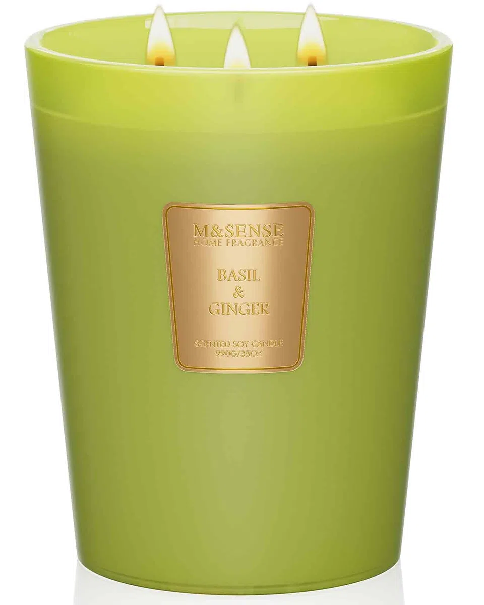 M&SENSE Vela aromática con aroma a albahaca y jengibre