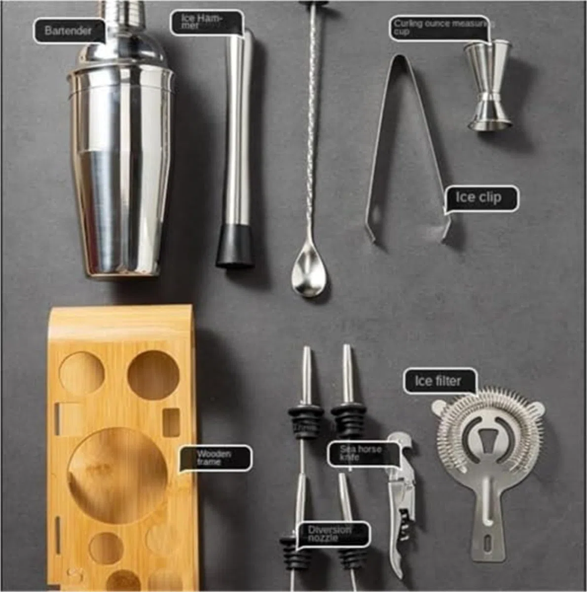 Juego de coctelera de Acero Inoxidable, Kit de Accesorios for Mezclar Barman, Herramientas Profesionales de Barman y Bar en casa, Bebidas de cócteles con Alcohol(750ML)