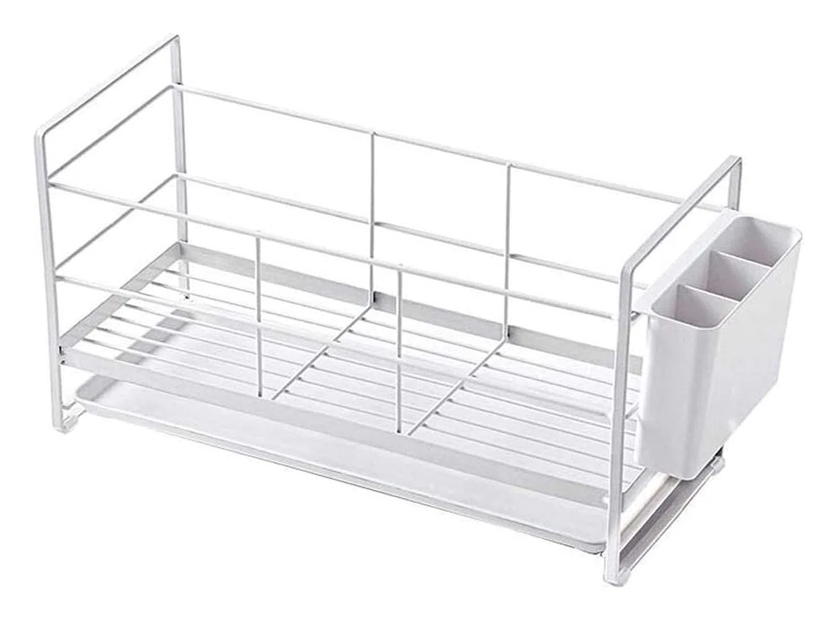 Drenadores de Platos, Bastidor de Platos, Bastidor de Almacenamiento de Vajillas con Sartén de Drenaje Y Tubo de Palillos, Rejilla de Lavado de Plato Y Cubiertos Utensilios, para Cocina, Casill