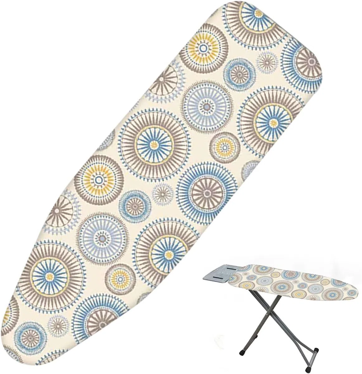 Funda extragrande para tabla de planchar con acolchado de algodón natural y banda elástica para planchar a vapor