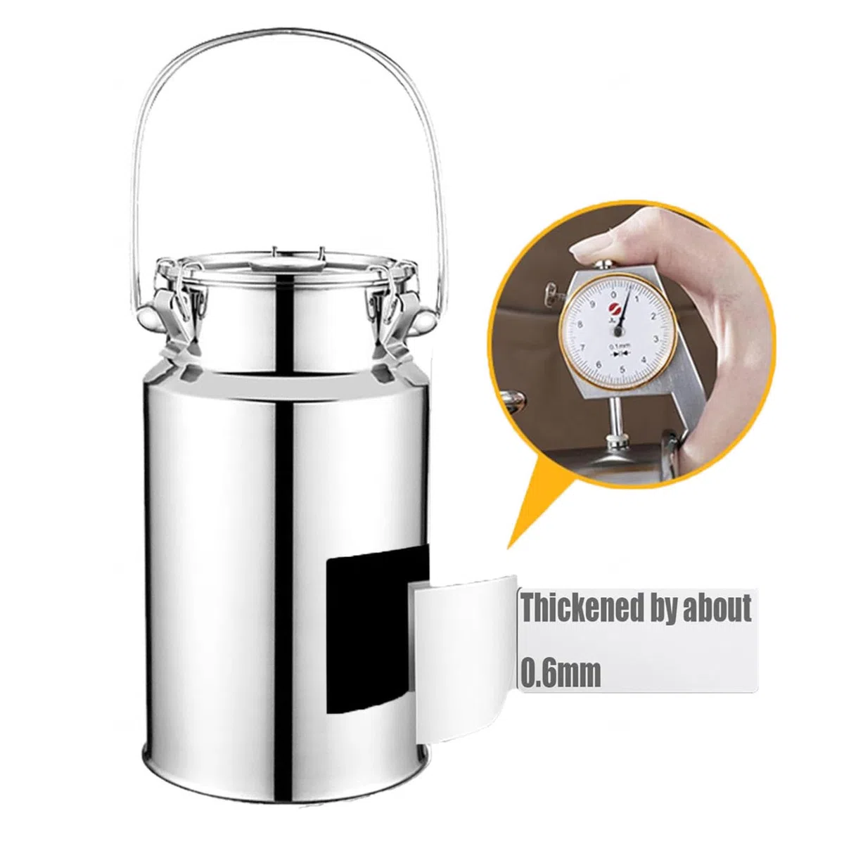 Lechera Acero Inoxidable 3/5/10/15 Litros 201,bidón de leche sellado con Tapa/asa Grande bidones for Transporte/Cubo for Vino Resistente Jarra Barril Aceite,Nofaucet-15L