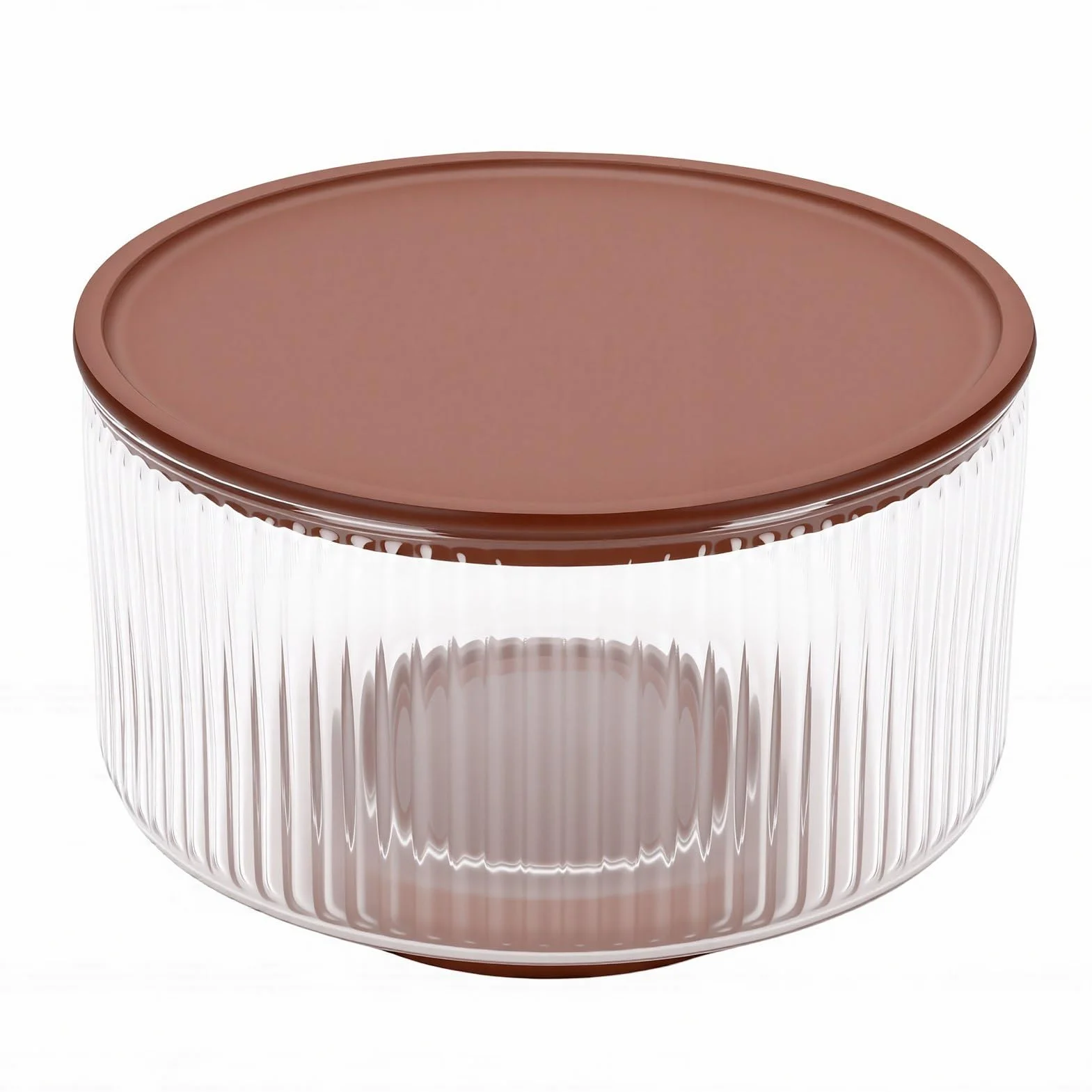 Juego de Ensaladera de Vidrio, Base y Tapa de Madera, Tazón Grande para Mezclar para Servir de 5,7 L, Frutero de Vidrio Transparente para Reuniones Familiares, Fiestas, Mesa de Cena (Medio)