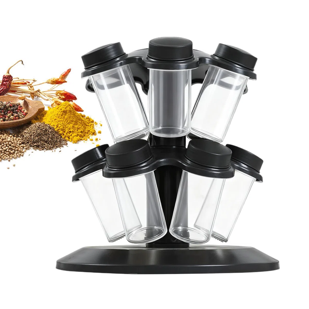 Generico Estantería giratoria para especias, organizador | Porta condimentos para 12 tarros | Porta condimentos de mostrador, para casa, cocina, armario, despensa , comedor, apartamento