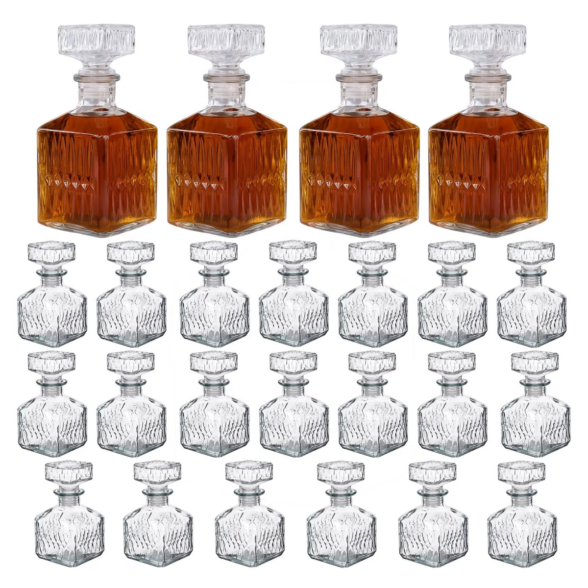 TWO TIGERS Botella Cristal de Licor. Pack 24 Botellas de Cristal con Tapón. Ideal para Hostelería, Bar, Restaurantes, Cafeterías, Hoteles, Comercios, Celebraciones, Fiestas (Duero 475ml)