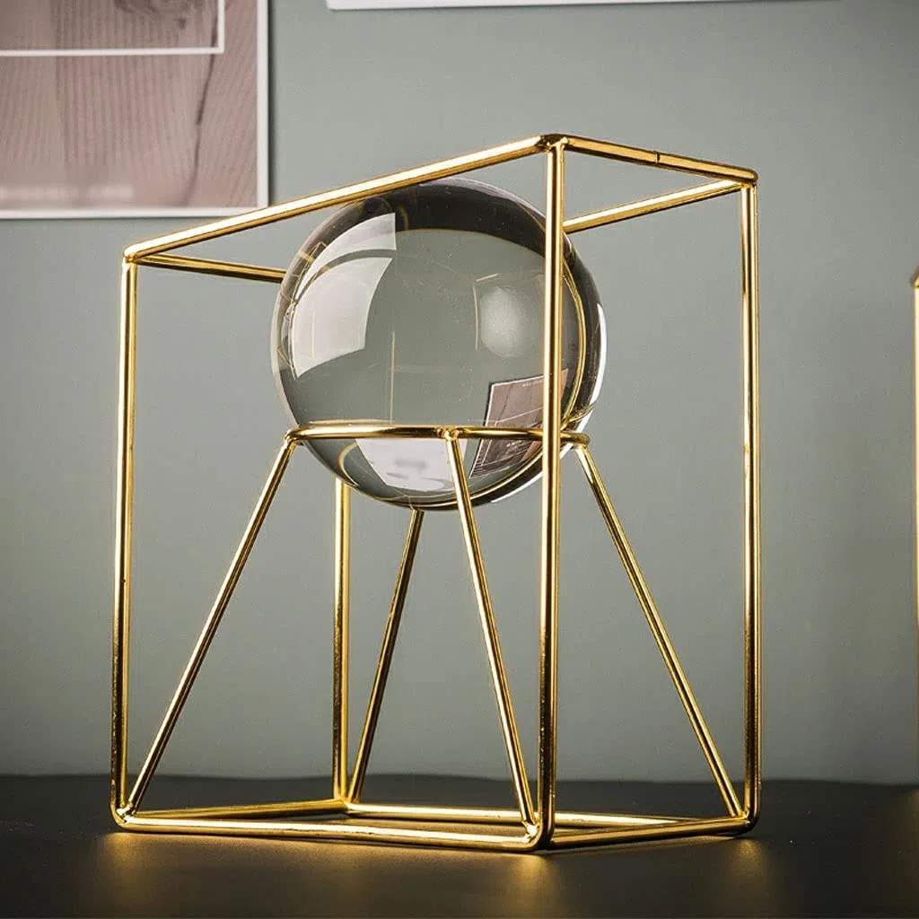 Juego de sujetalibros de bola de cristal para estudio creativo en el hogar, decoración de gabinete de vino de alta gama, diseño moderno, juego de 2 bolas de cristal