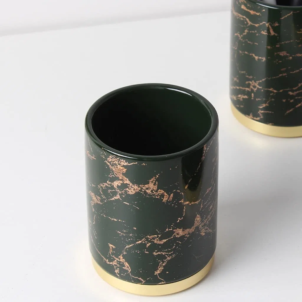 Accesorios De Baño Juego De Accesorios De Baño De Mármol De 5 Piezas De Cerámica Que Incluye Jabonera, Soporte para Cepillo De Dientes, Vaso, Dispensador De Loción Set De Baño Accesorios