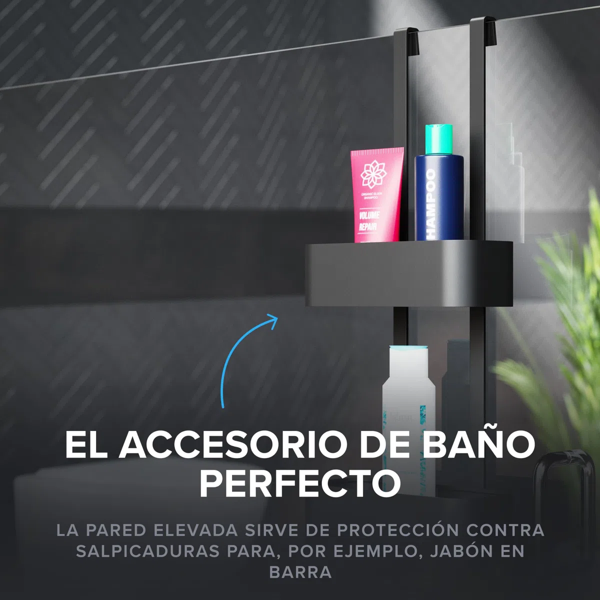 ovimar Estantería de ducha Bleikoya en negro como organizador de baño sin taladrar