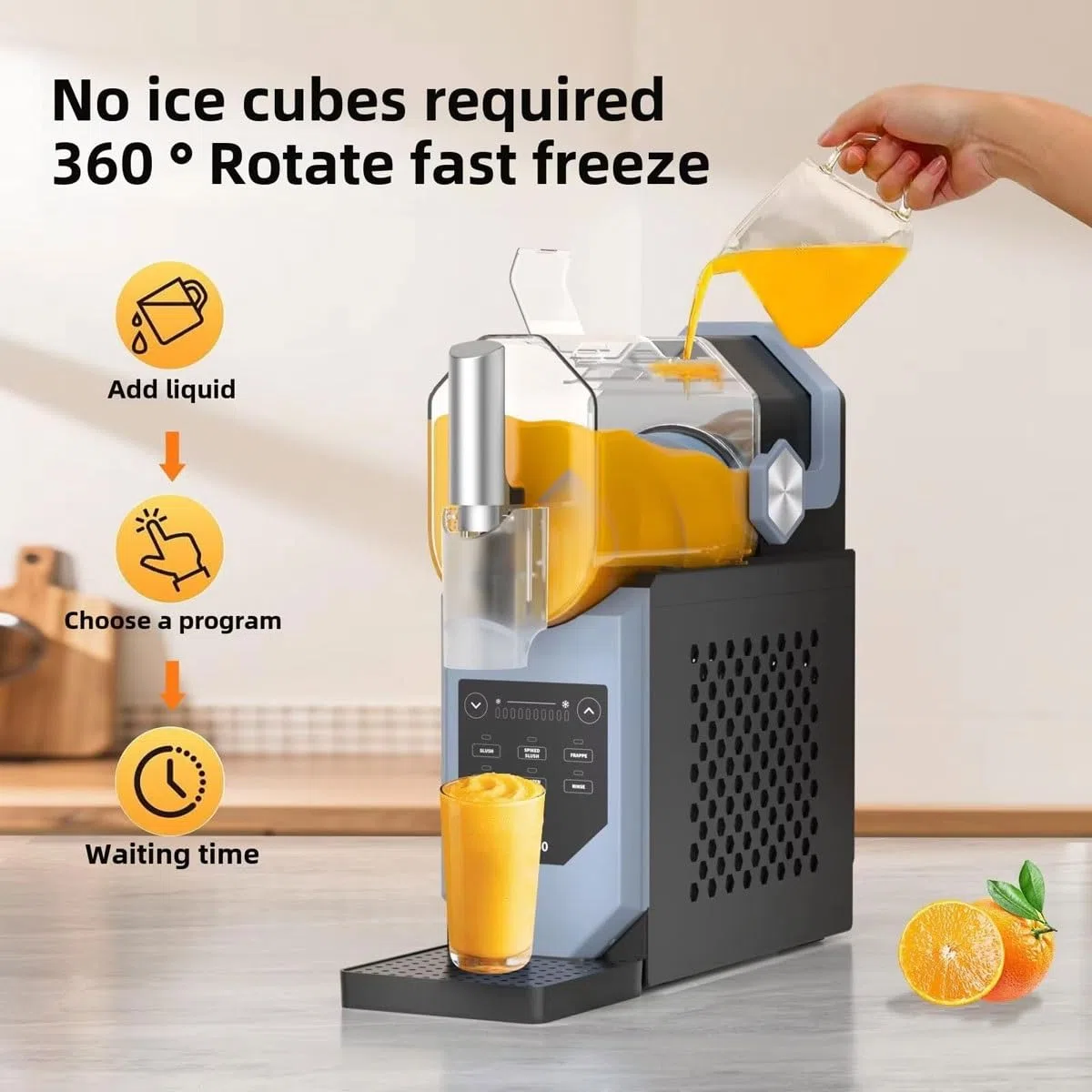 Máquina profesional de granizado con 5 programas preestablecidos, pantalla LED, función de autolimpieza, ideal para hacer bebidas congeladas y helados suaves en restaurantes, hogares, cafeterías y