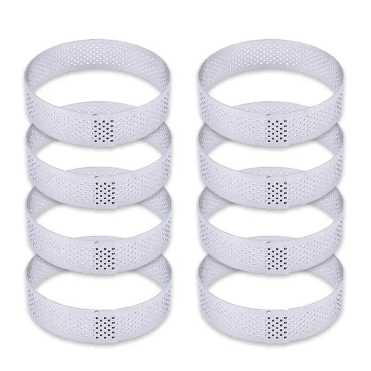 Anillos Para Tartas Anillo redondo perforado for tarta, molde for Tartas de fruta de acero inoxidable for hornear postres, moldes for pasteles y Mousse, herramientas de cocina Para Postre，Tartas(8PCS
