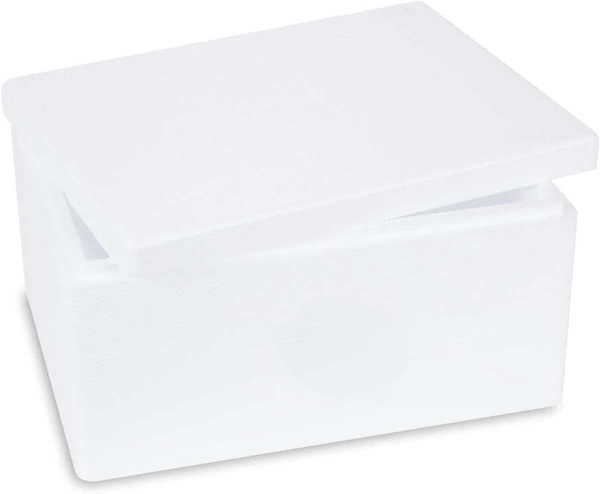 2 Contenedores Isotermicos, Cajas Térmicas Blancas de 50 x 30 cm de altura, 22 cm de altura, para Comida Térmica de Poliestireno para Llevar