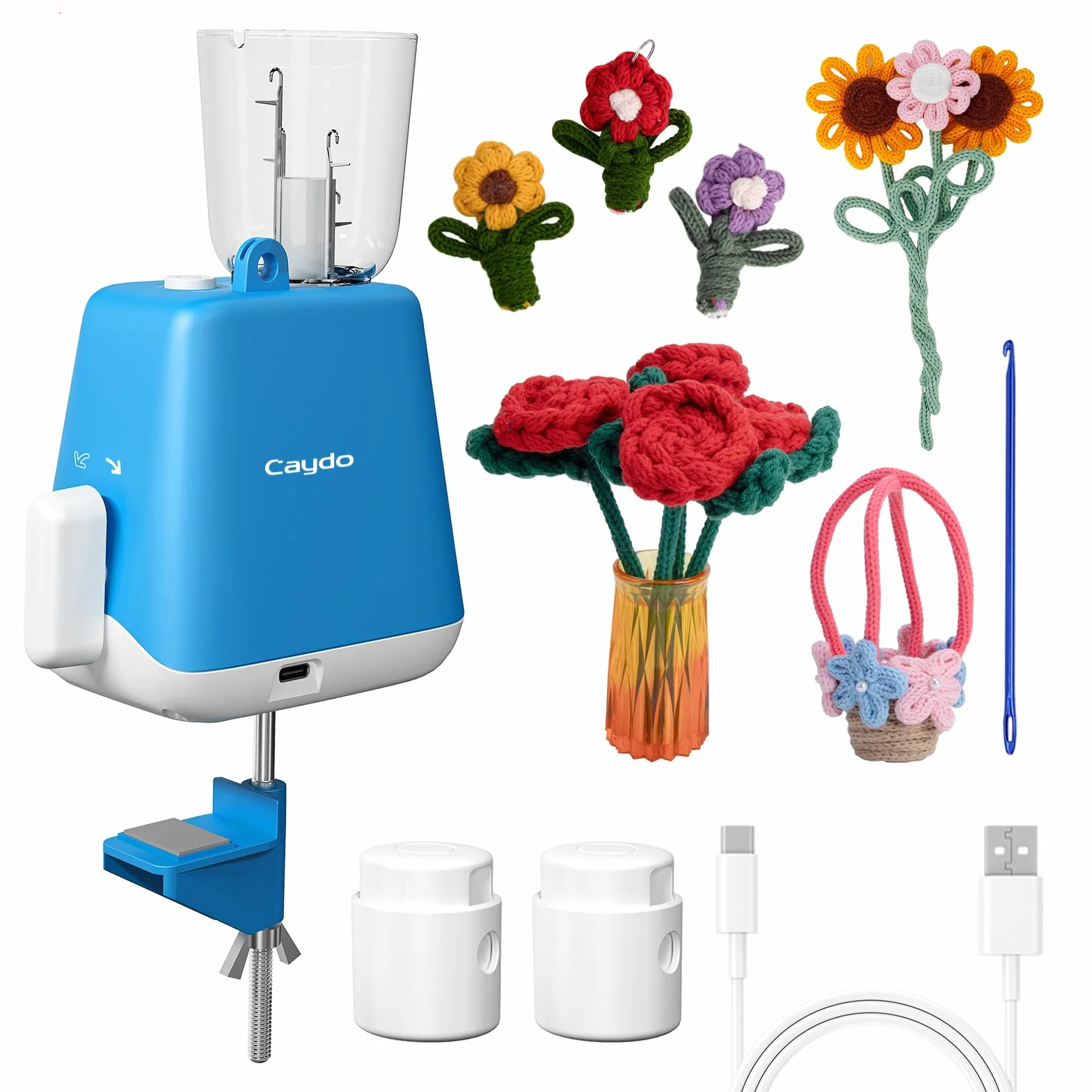 Caydo Tricotin Automatique, Machine de Tricotar Tejer, Eléctrico Máquina de Tejer, Mini Molino de Tejer, Herramienta de Tejer para el Hogar, DIY Máquina de Ganchillo para Adultos y Niños, Patente