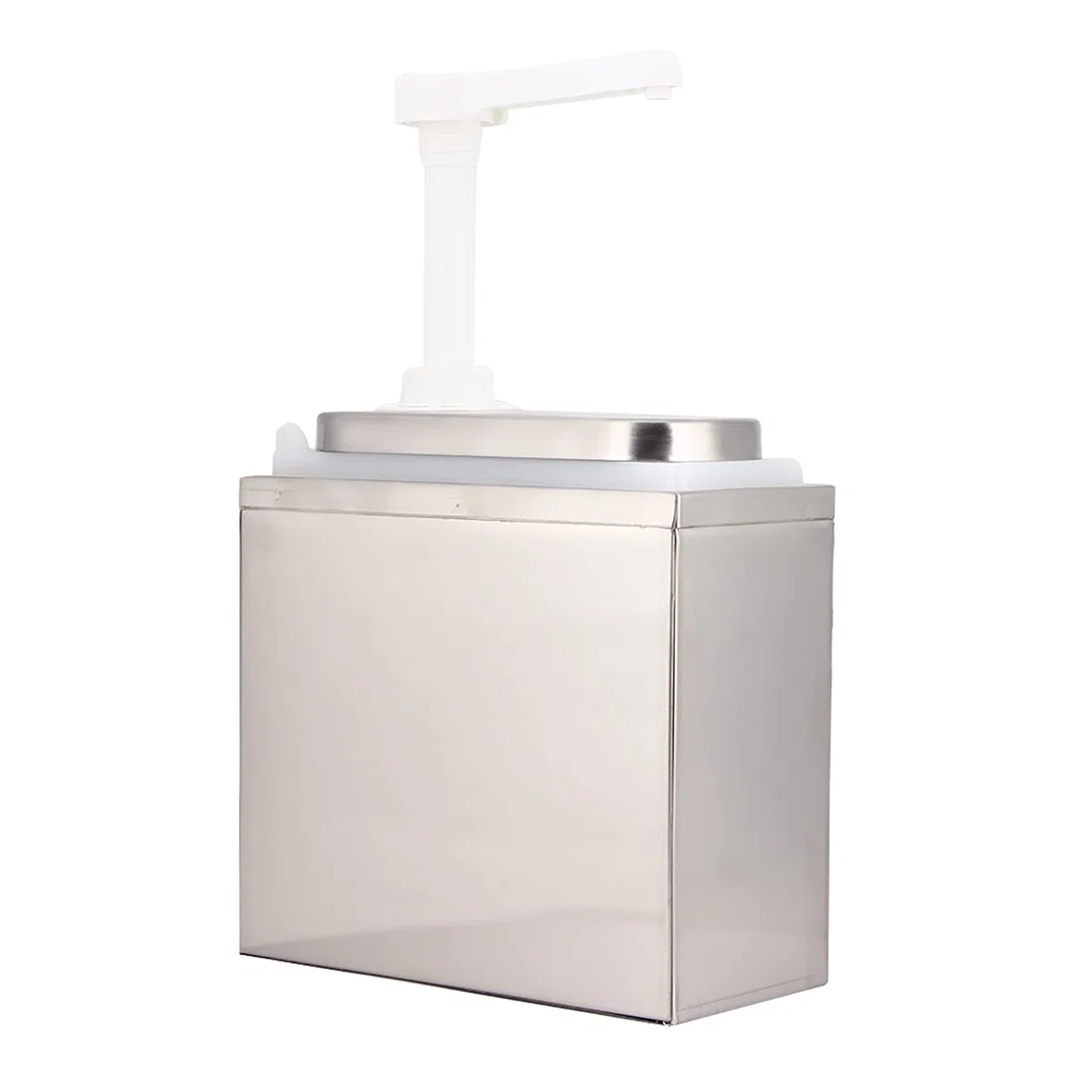 Dispensador de salsa de cocina 2L acero inoxidable y bomba de especias de plástico PP para el hogar, restaurante, uso del hotel (gran capacidad, fácil mantenimiento) (2L con base)